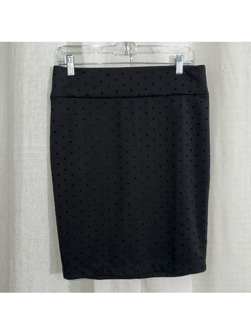 maurices M Black Fitted Elasticized High Waistband Velvet Polka Dot Pencil Skirt